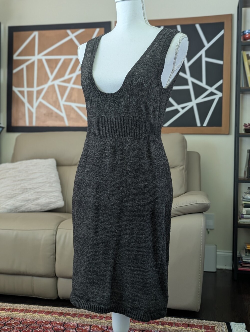 VTG Urban Behavior Wool Blend Knit Pointelle Dress L